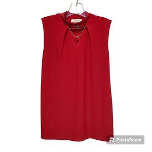 DIANA BELLE RED CUTOUT V-NECK SLEEVELESS  BLOUSE, SZ L